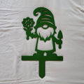 Gnome with Flower and Trowel Garden Stake finished metal example