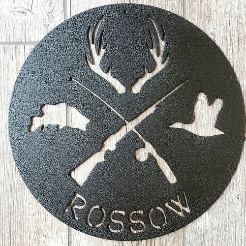 Fish Hunting Sign finished metal example