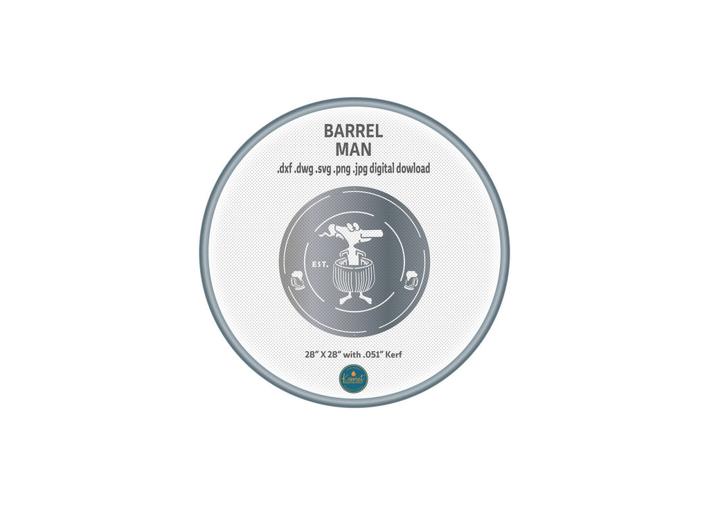 Barrel Man Round Bar Sign DXF/SVG design preview with file details