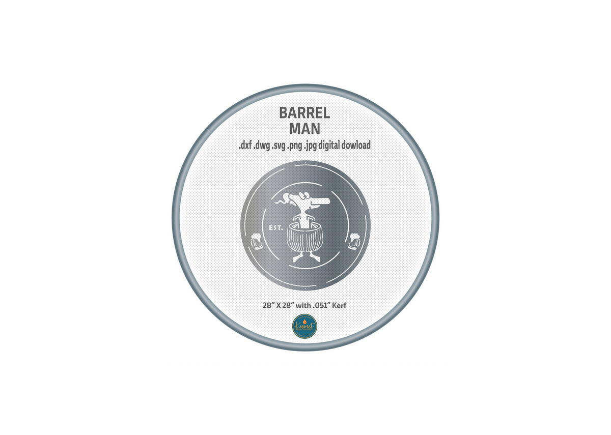 Barrel Man Round Bar Sign DXF/SVG design preview with file details