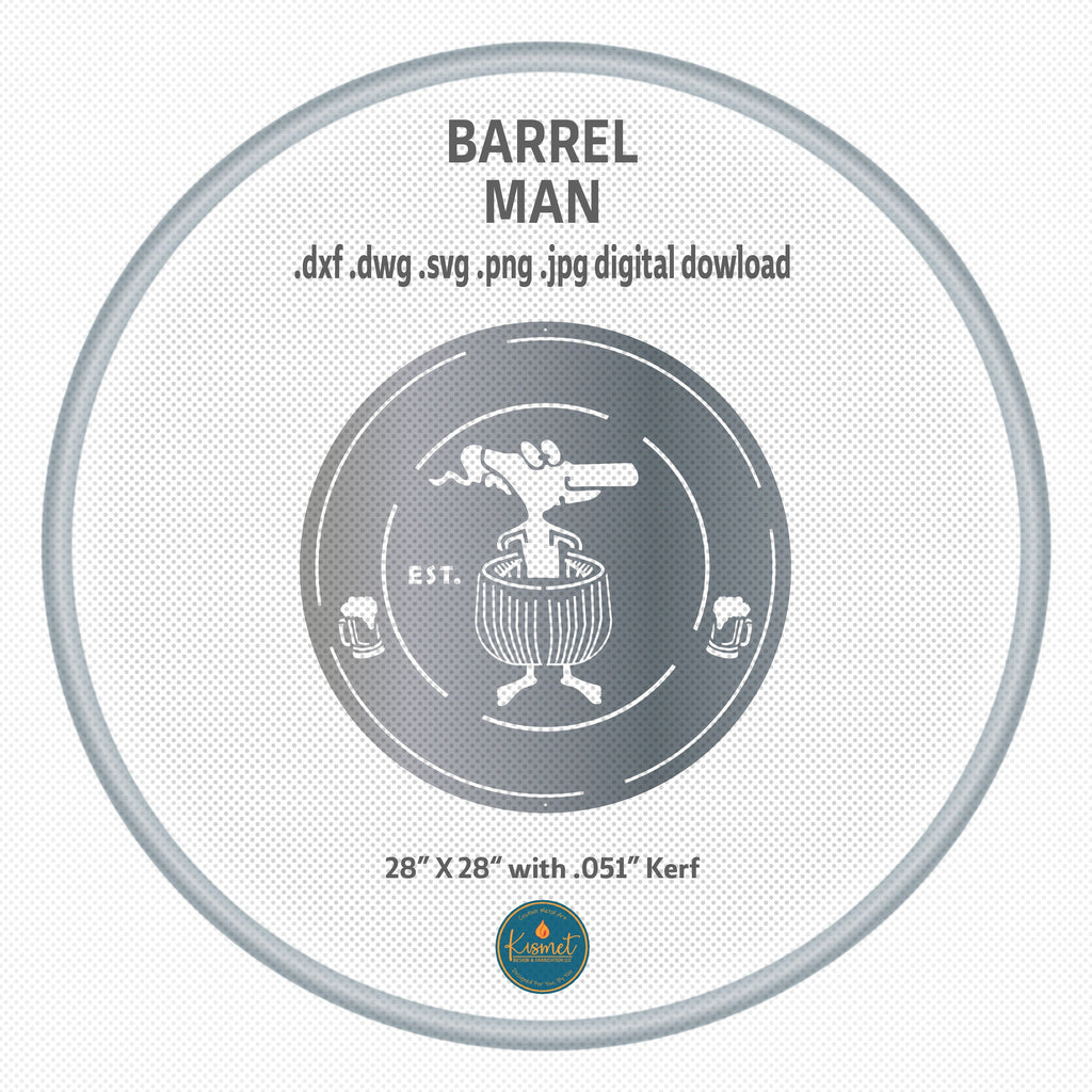 Barrel Man Round Bar Sign DXF/SVG design preview with file details (photo 5)