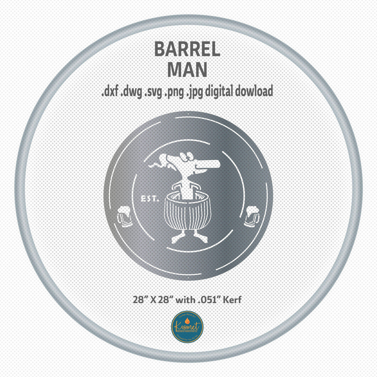 Barrel Man Round Bar Sign DXF/SVG design preview with file details (photo 5)