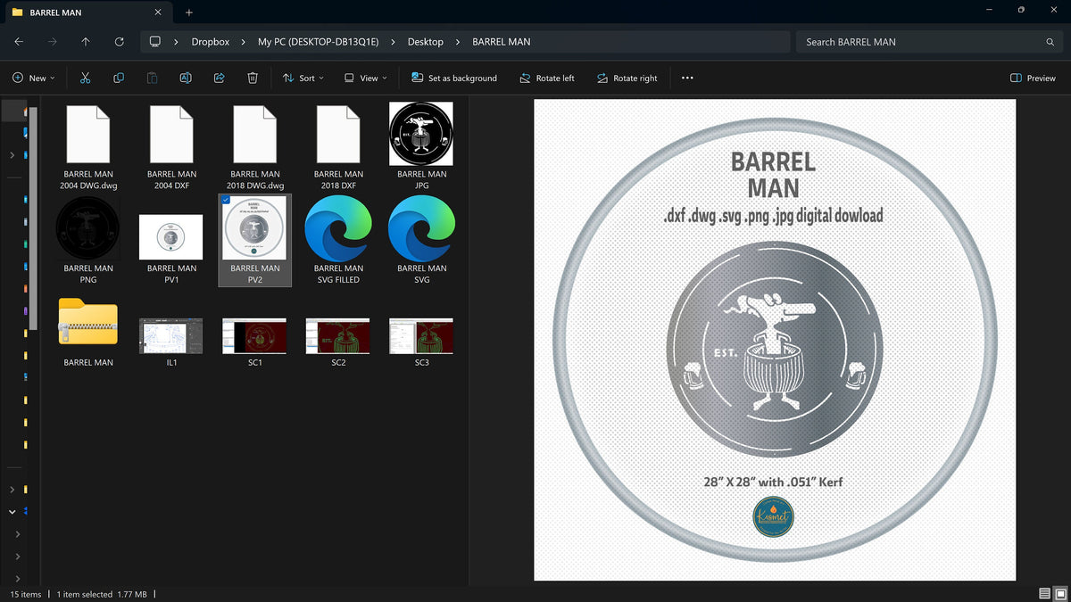 Barrel Man Round Bar Sign vector paths in design software (photo 10)