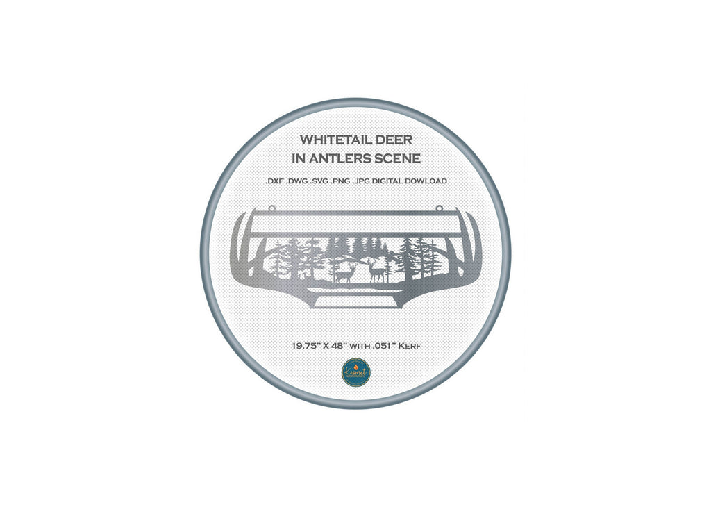 Whitetail Deer Antler Forest DXF/SVG design preview with file details