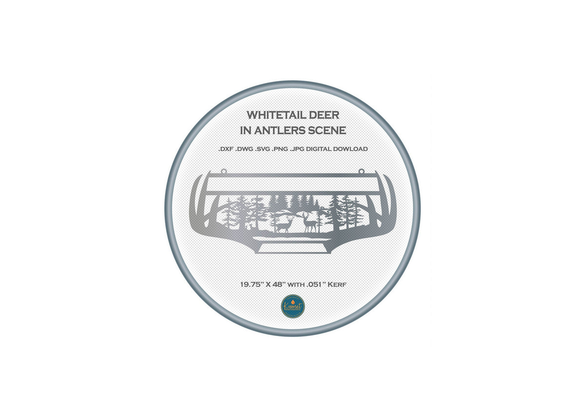 Whitetail Deer Antler Forest DXF/SVG design preview with file details