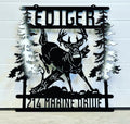 Jumping Buck Pine Forest Sign finished metal example