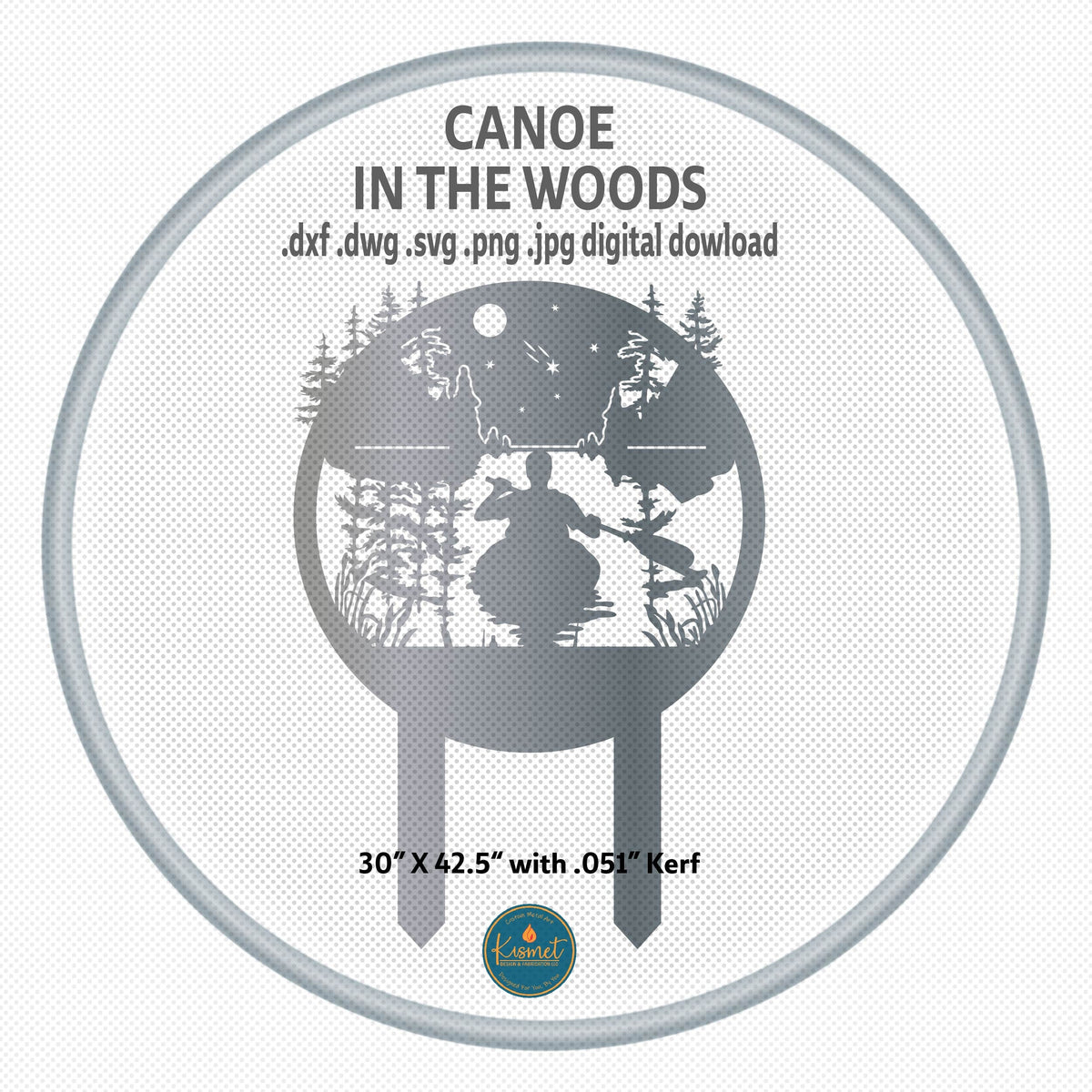 Personalized Round Lake Scene Yard Stake DXF/SVG design preview with file details (photo 7)