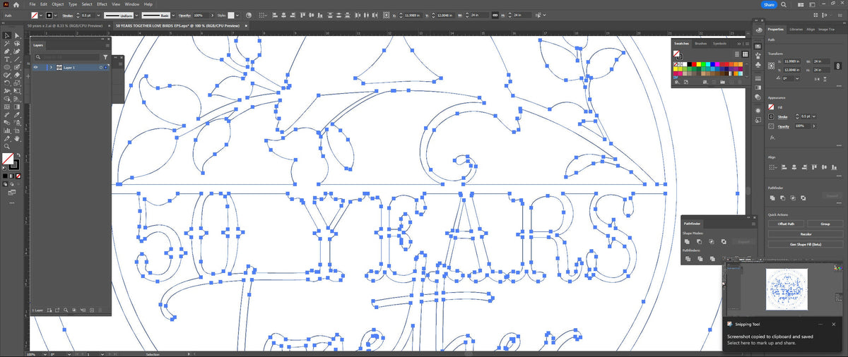 50 Years Together Love Birds vector paths in design software (photo 10)