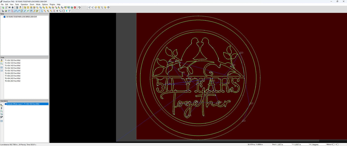 50 Years Together Love Birds vector paths in design software