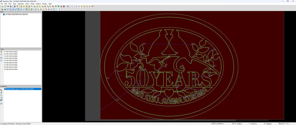 50 Years Together Love Birds Oval vector paths in design software