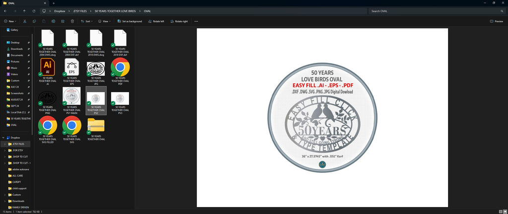 50 Years Together Love Birds Oval vector paths in design software (photo 8)