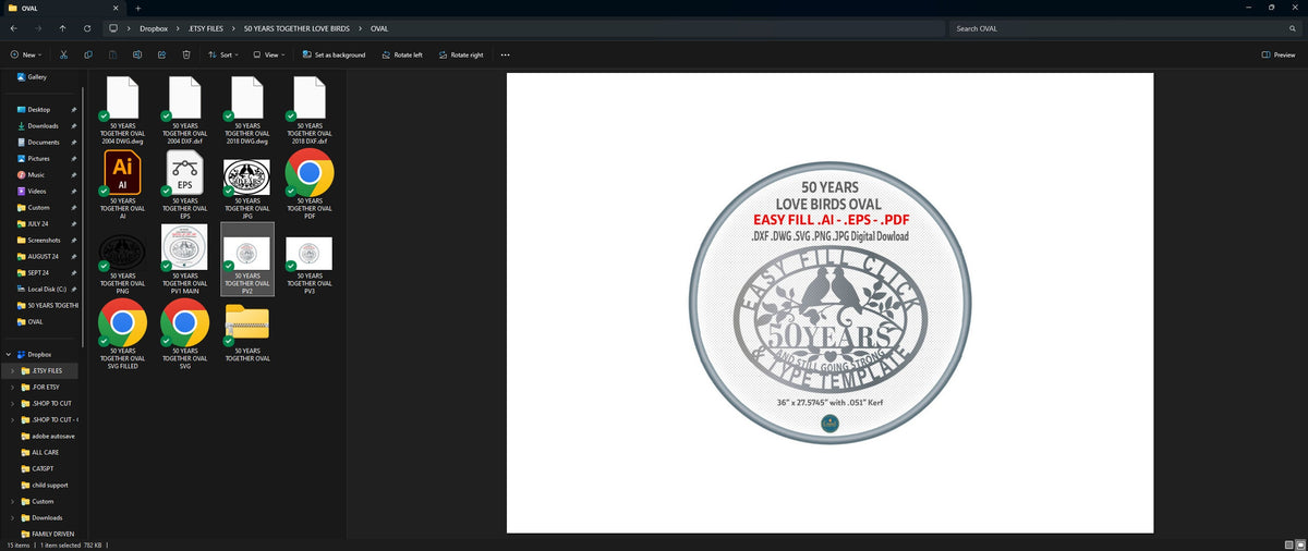 50 Years Together Love Birds Oval vector paths in design software (photo 8)