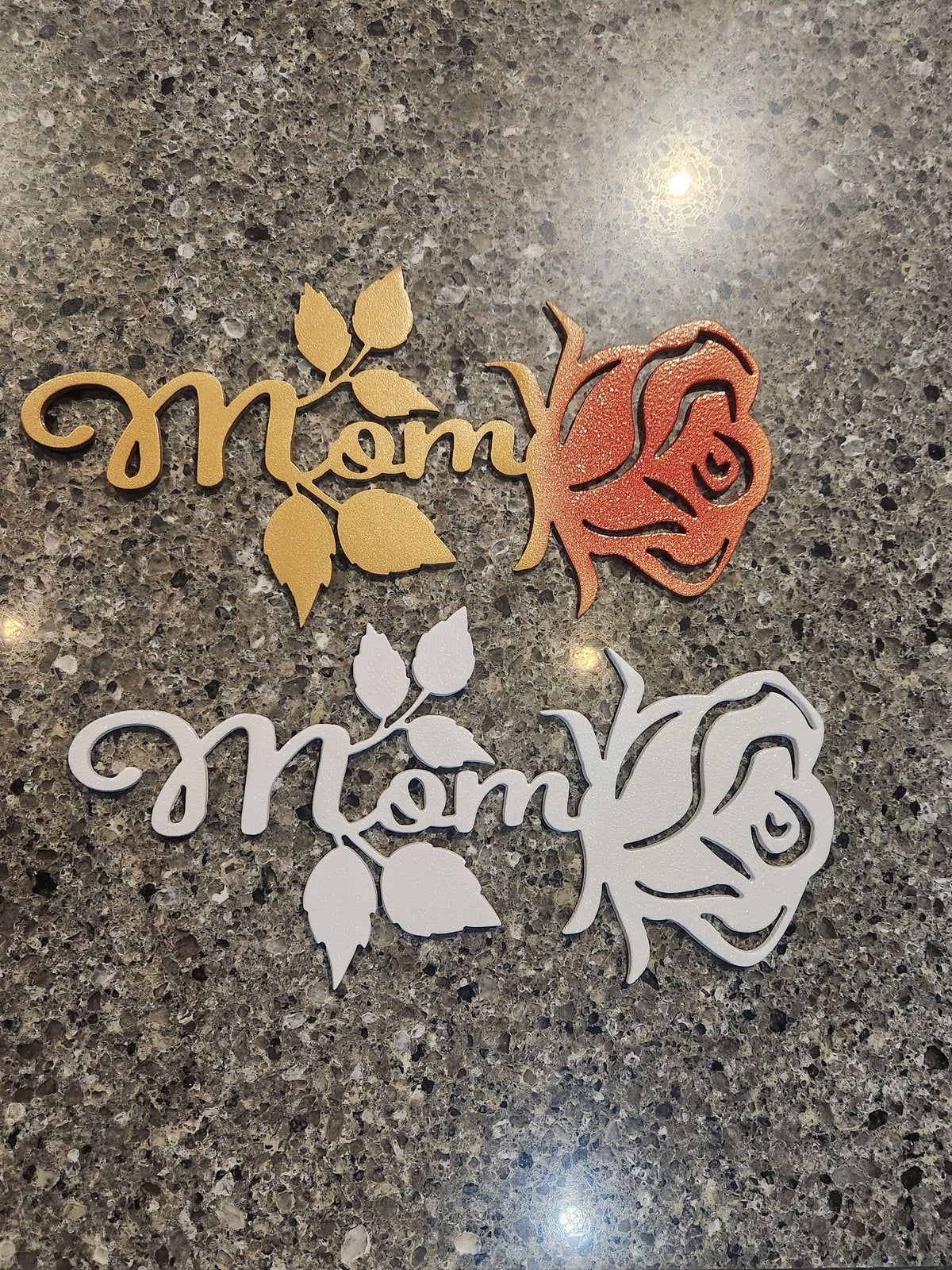 Mom Script with Rose Stem finished metal example (photo 3)