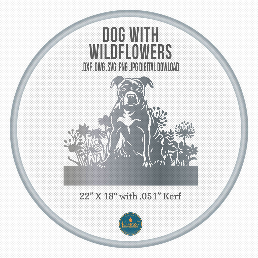 Dog in Wildflowers Memorial Sign DXF/SVG design preview with file details