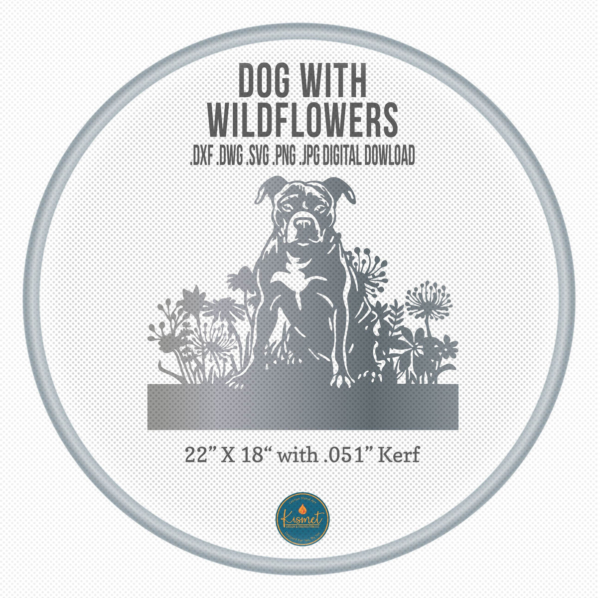Dog in Wildflowers Memorial Sign DXF/SVG design preview with file details