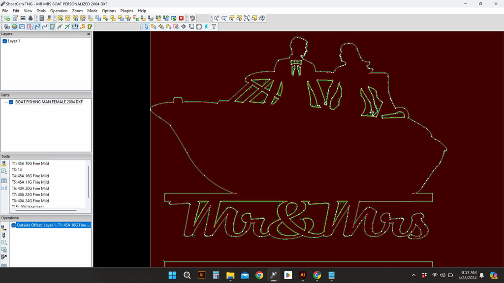 Mr and Mrs Wedding Sign vector paths in design software
