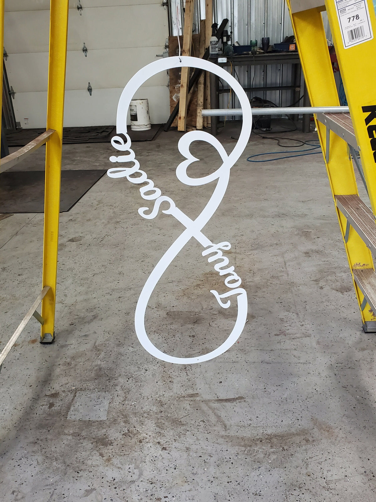 Infinity Heart Wedding Sign finished metal example (photo 3)