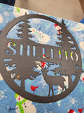 Personalized Deer Family Name Monogram finished metal example
