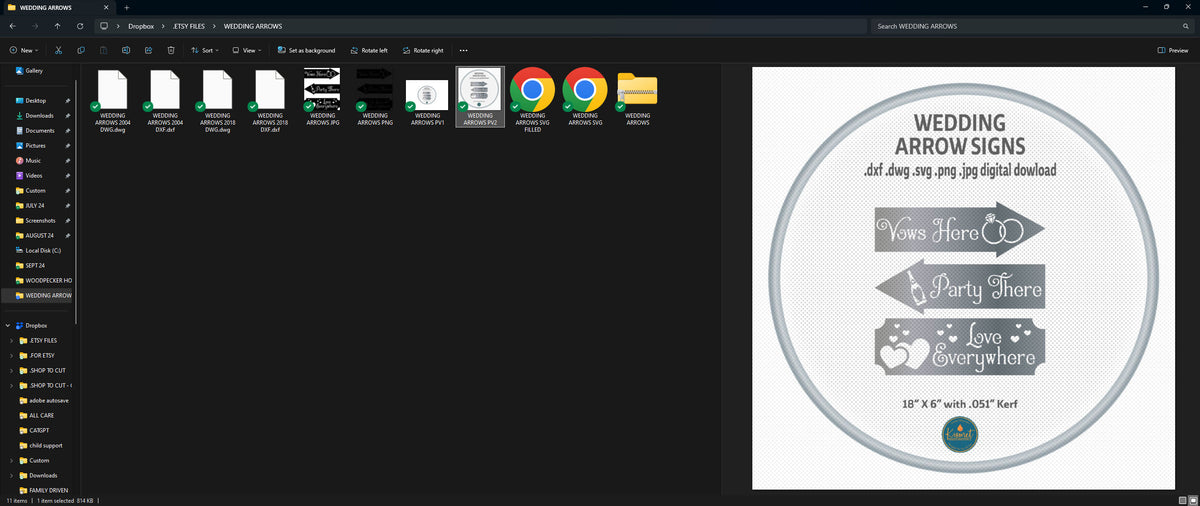 Wedding Direction Arrow Signs vector paths in design software