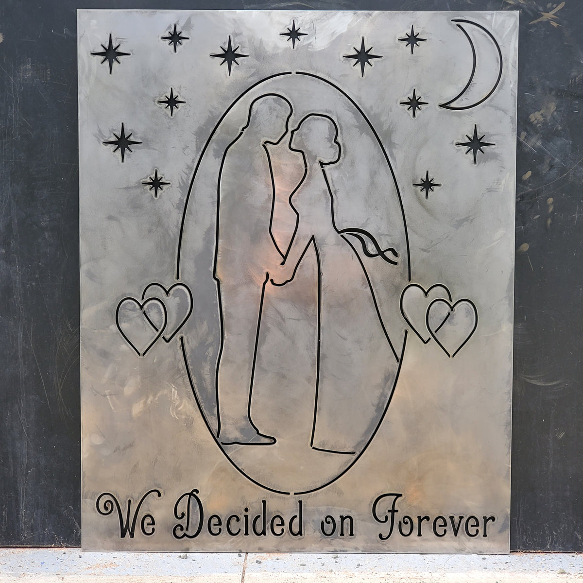 We Decided on Forever Wedding Sign finished metal example (photo 4)