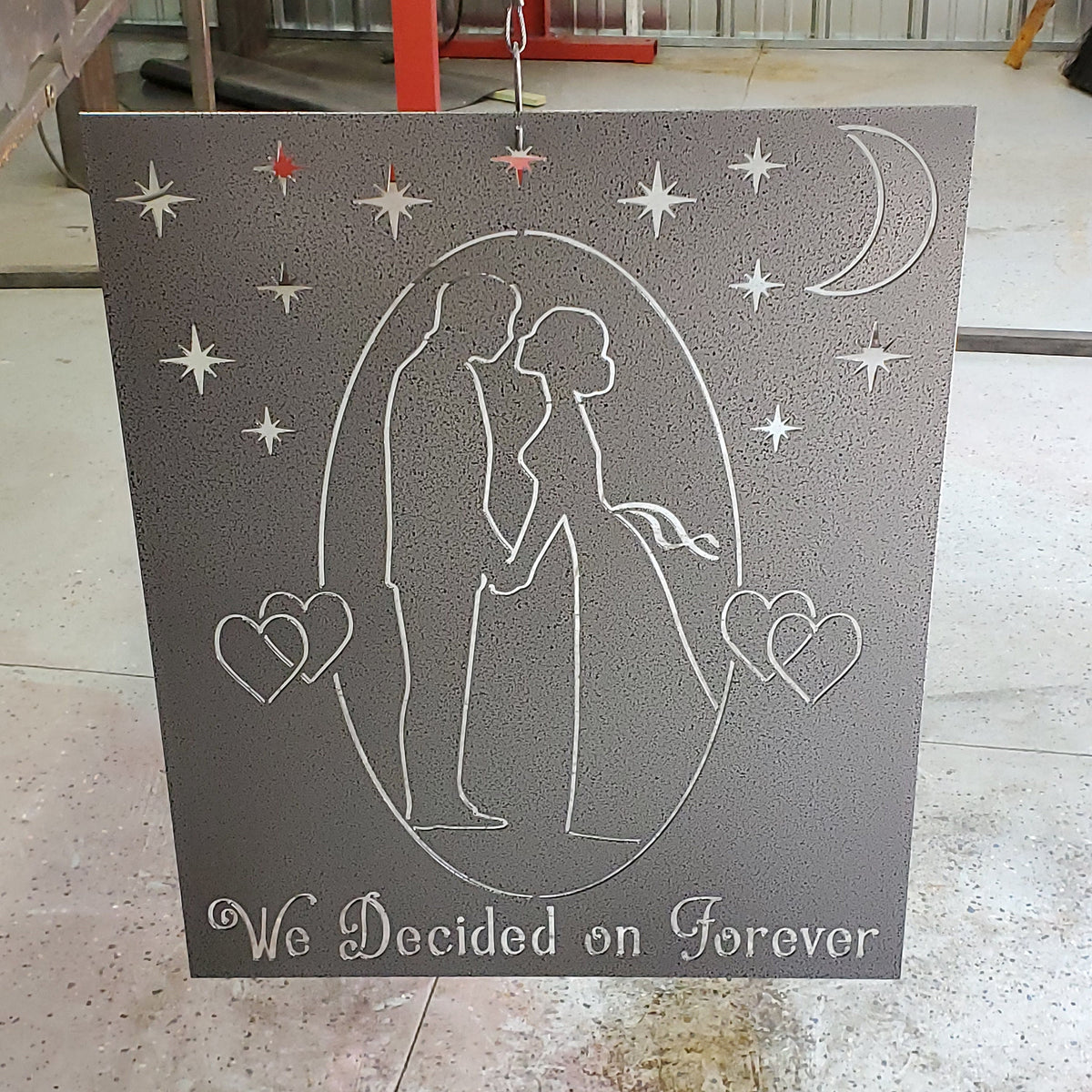 We Decided on Forever Wedding Sign finished metal example