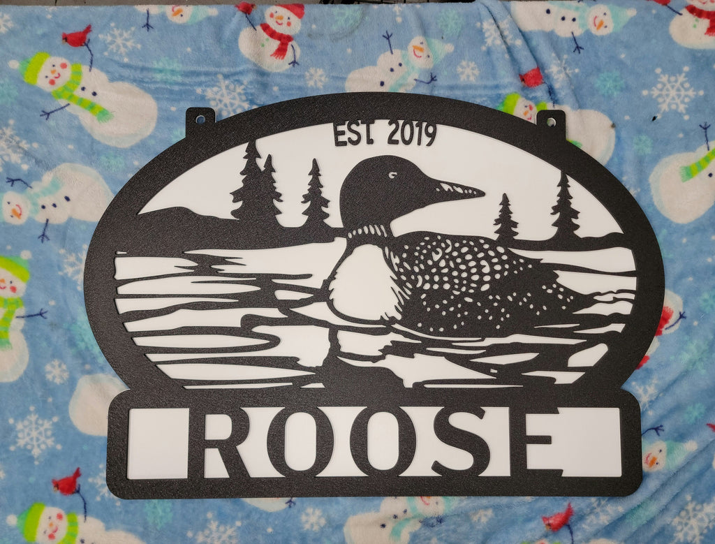 Custom Loon Lake Sign finished metal example (photo 6)