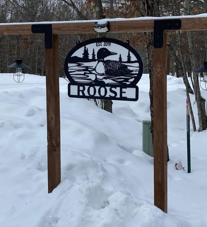 Custom Loon Lake Sign finished metal example (photo 4)