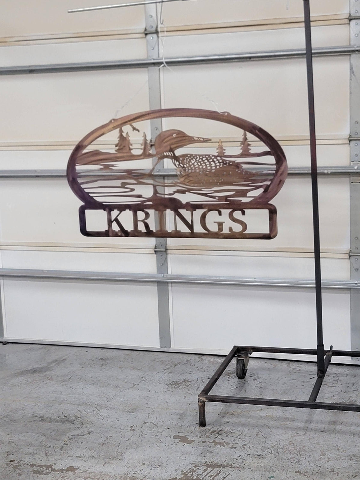Common Loon Custom Name Lake Sign finished metal example (photo 10)