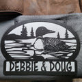 Custom Loon Lake Sign finished metal example