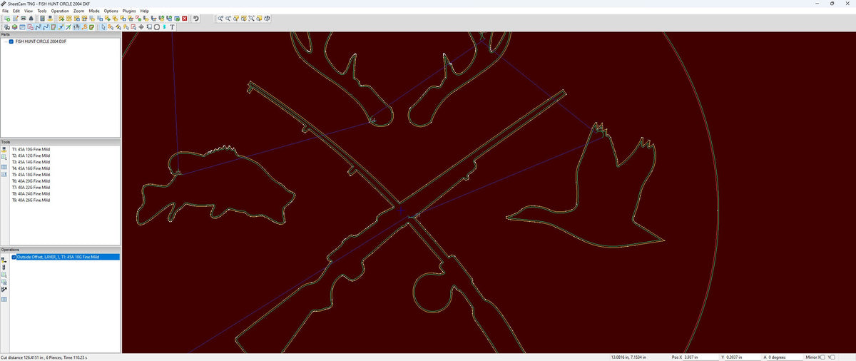 Fish Hunting Sign vector paths in design software (photo 5)