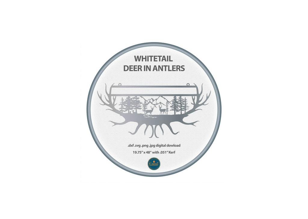 Whitetail Deer Antler Mountain DXF/SVG design preview with file details
