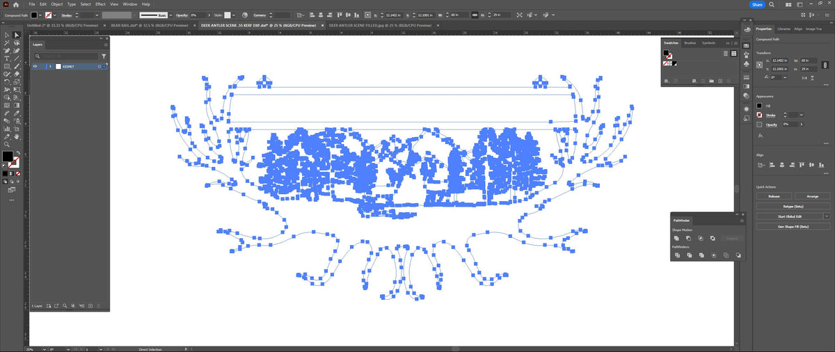 Whitetail Deer Antler Mountain vector paths in design software (photo 8)