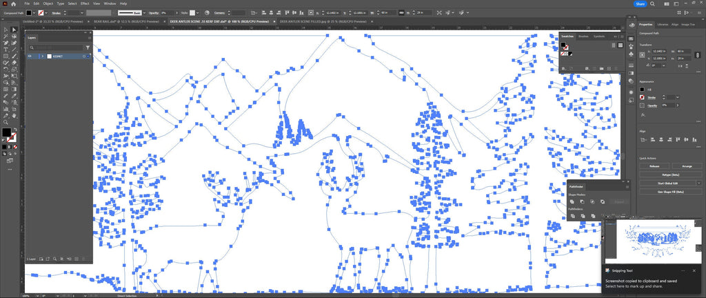 Whitetail Deer Antler Mountain vector paths in design software (photo 7)