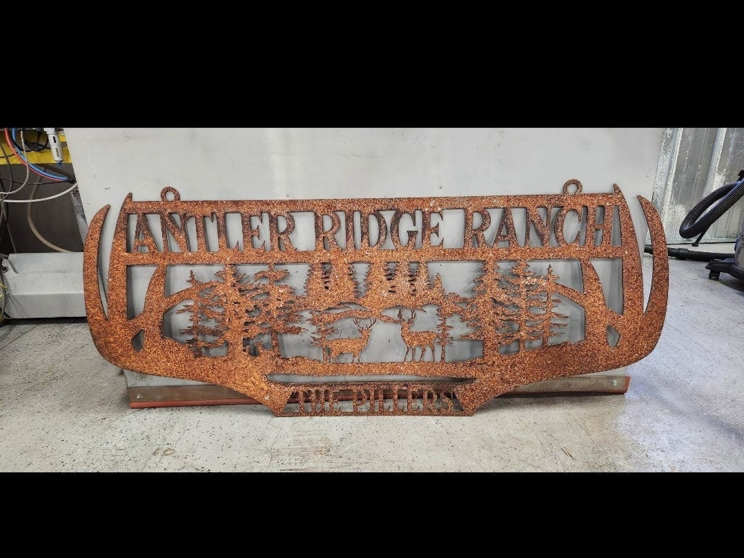 Whitetail Deer Antler Forest finished metal example (photo 2)