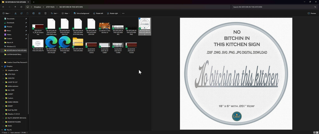 No Bitchin' in This Kitchen vector paths in design software