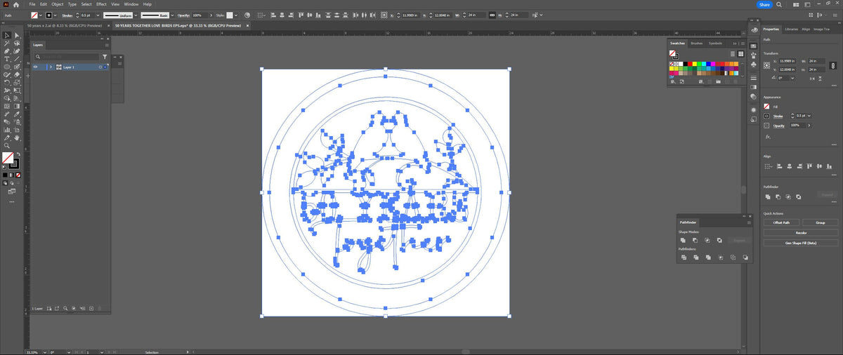 50 Years Together Love Birds vector paths in design software (photo 9)