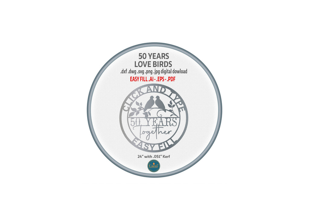 50 Years Together Love Birds DXF/SVG design preview with file details (photo 3)