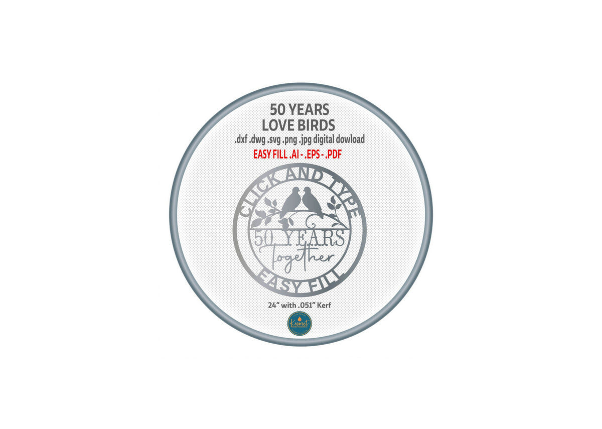 50 Years Together Love Birds DXF/SVG design preview with file details (photo 3)