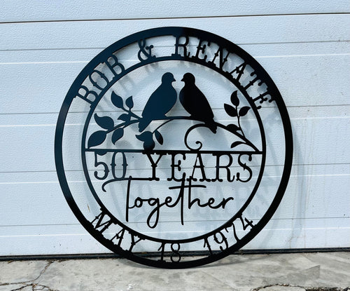 50 Years Together Love Birds finished metal example