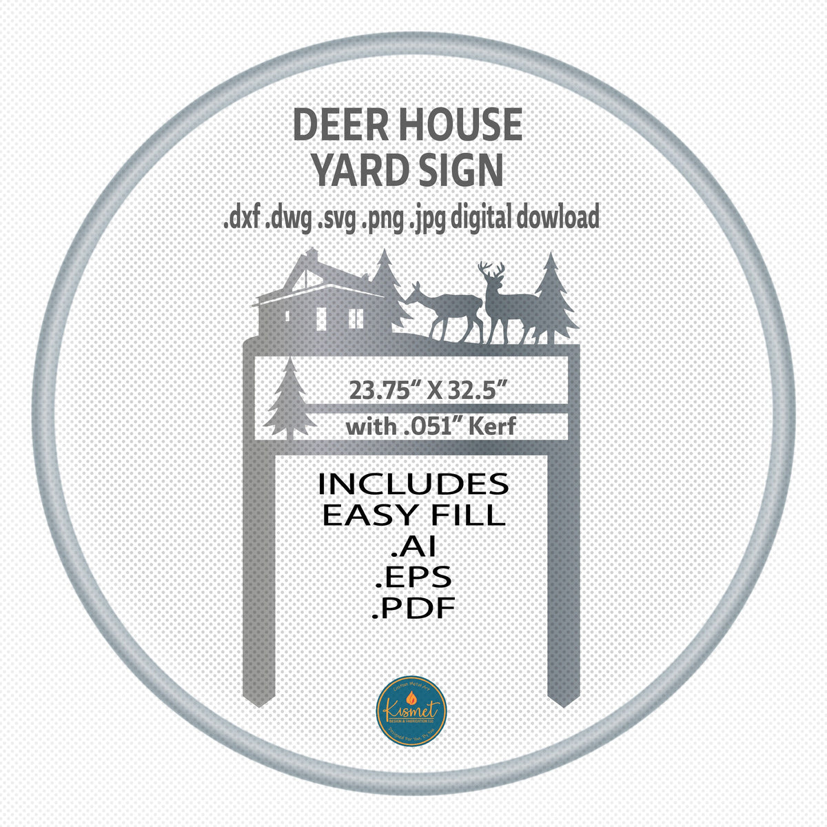 Deer Address Sign DXF/SVG design preview with file details