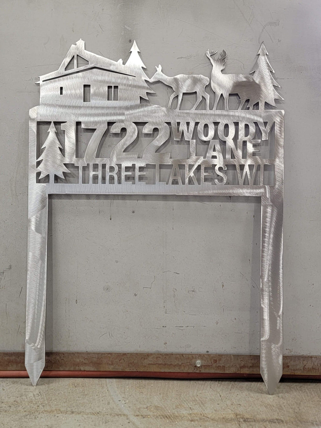 Deer Address Sign finished metal example