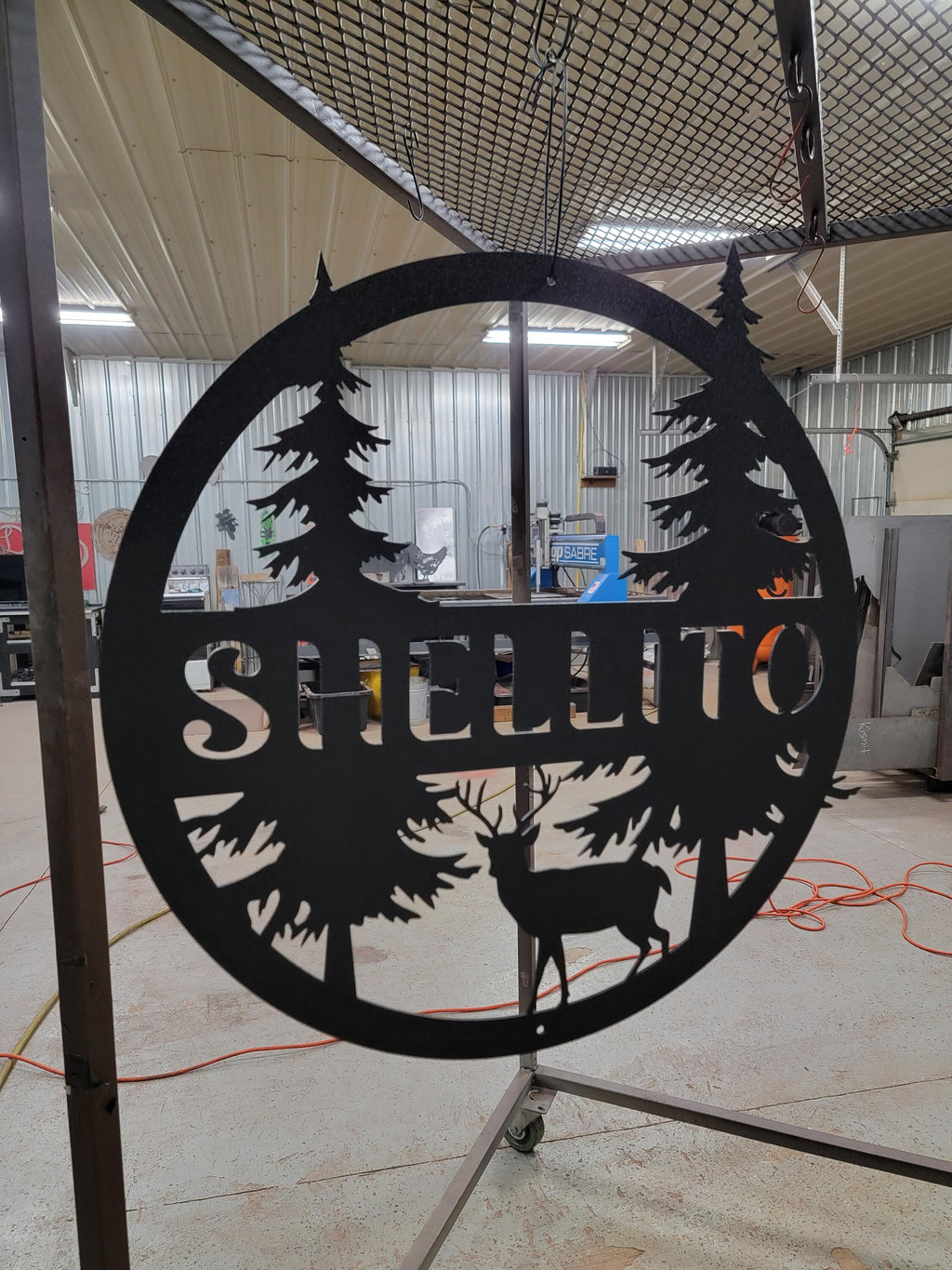 Personalized Deer Family Name Monogram finished metal example (photo 6)