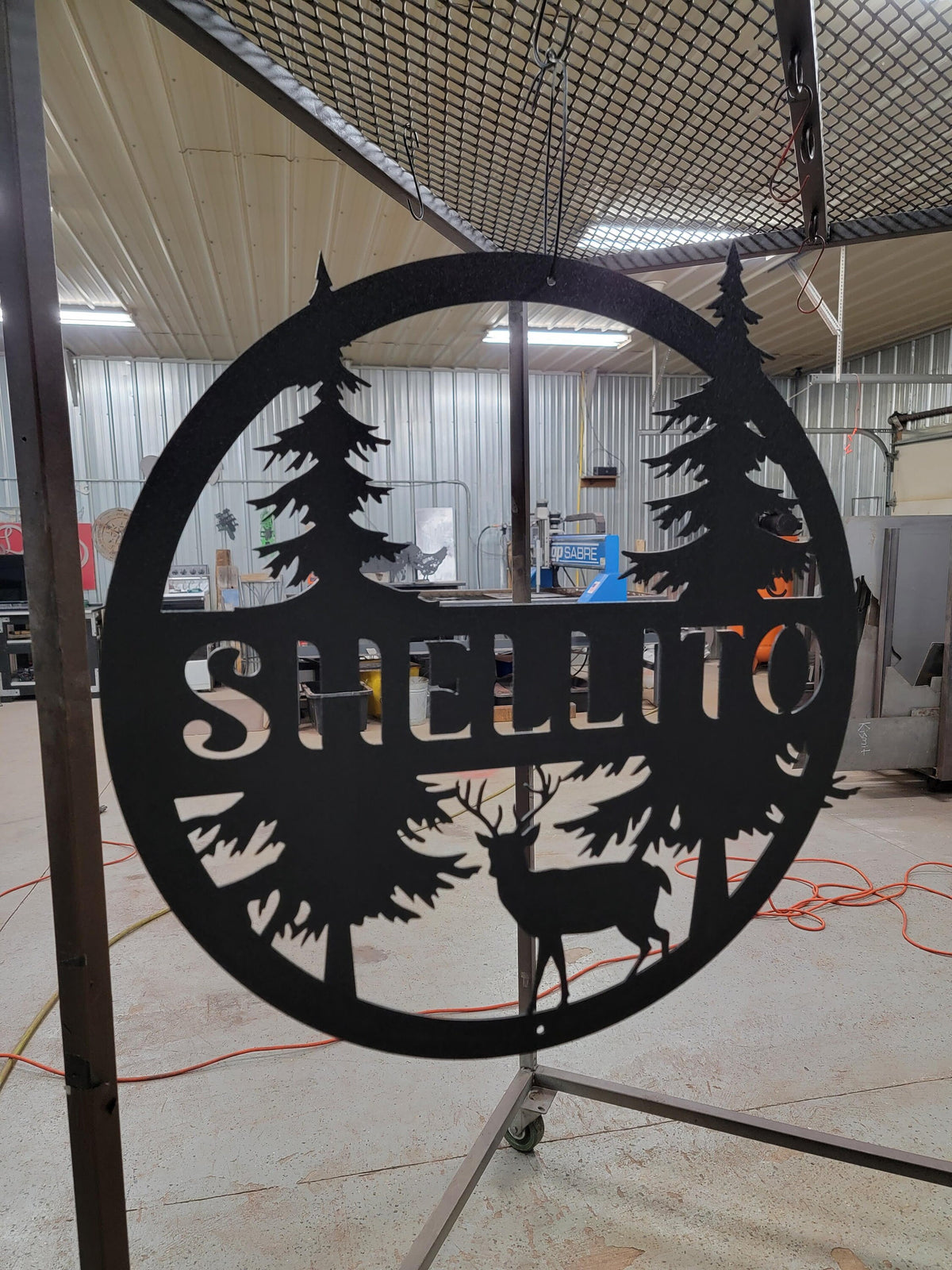 Personalized Deer Family Name Monogram finished metal example (photo 6)