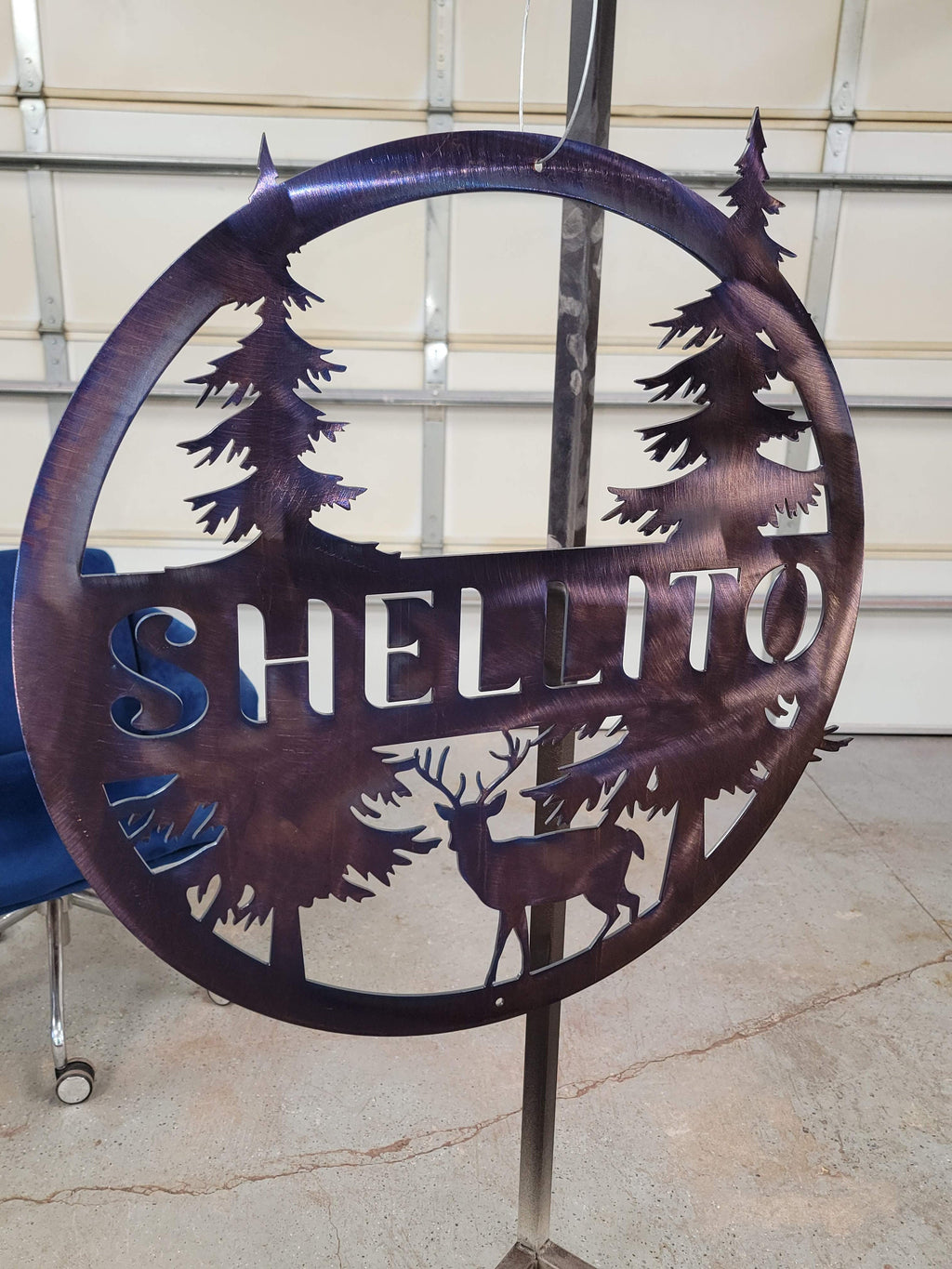 Personalized Deer Family Name Monogram finished metal example (photo 7)