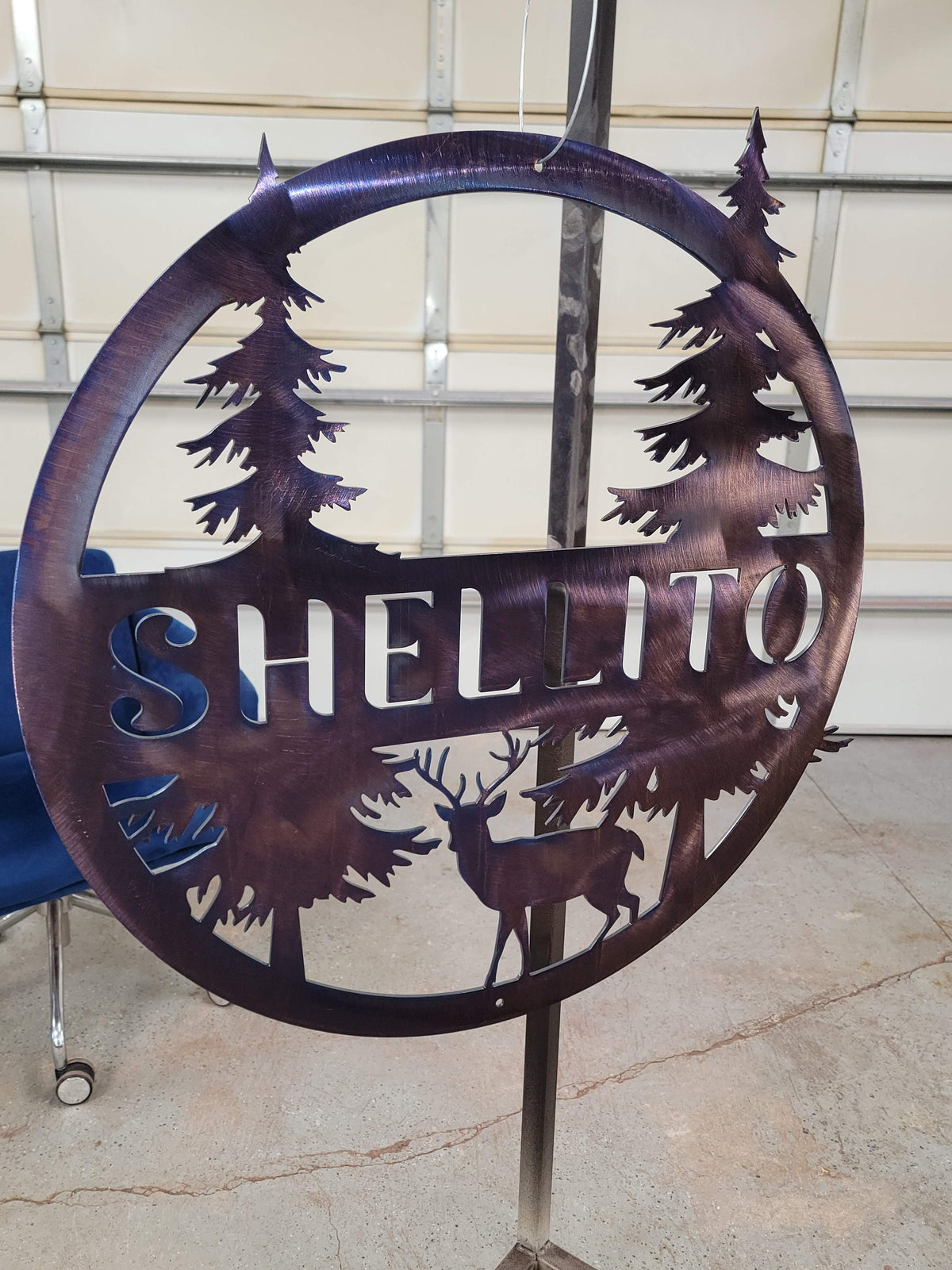 Personalized Deer Family Name Monogram finished metal example (photo 7)