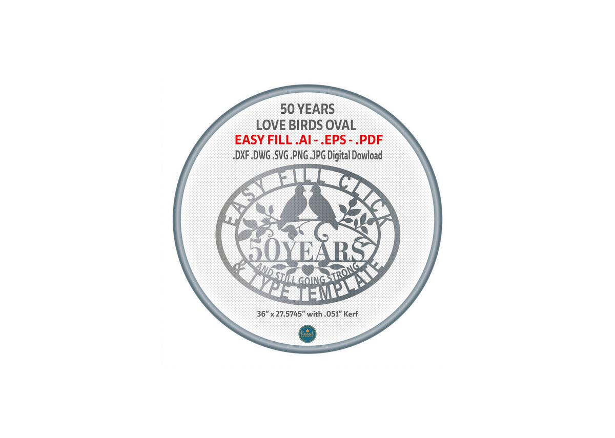 50 Years Together Love Birds Oval DXF/SVG design preview with file details (photo 3)