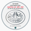 50 Years Together Love Birds Oval DXF/SVG design preview with file details