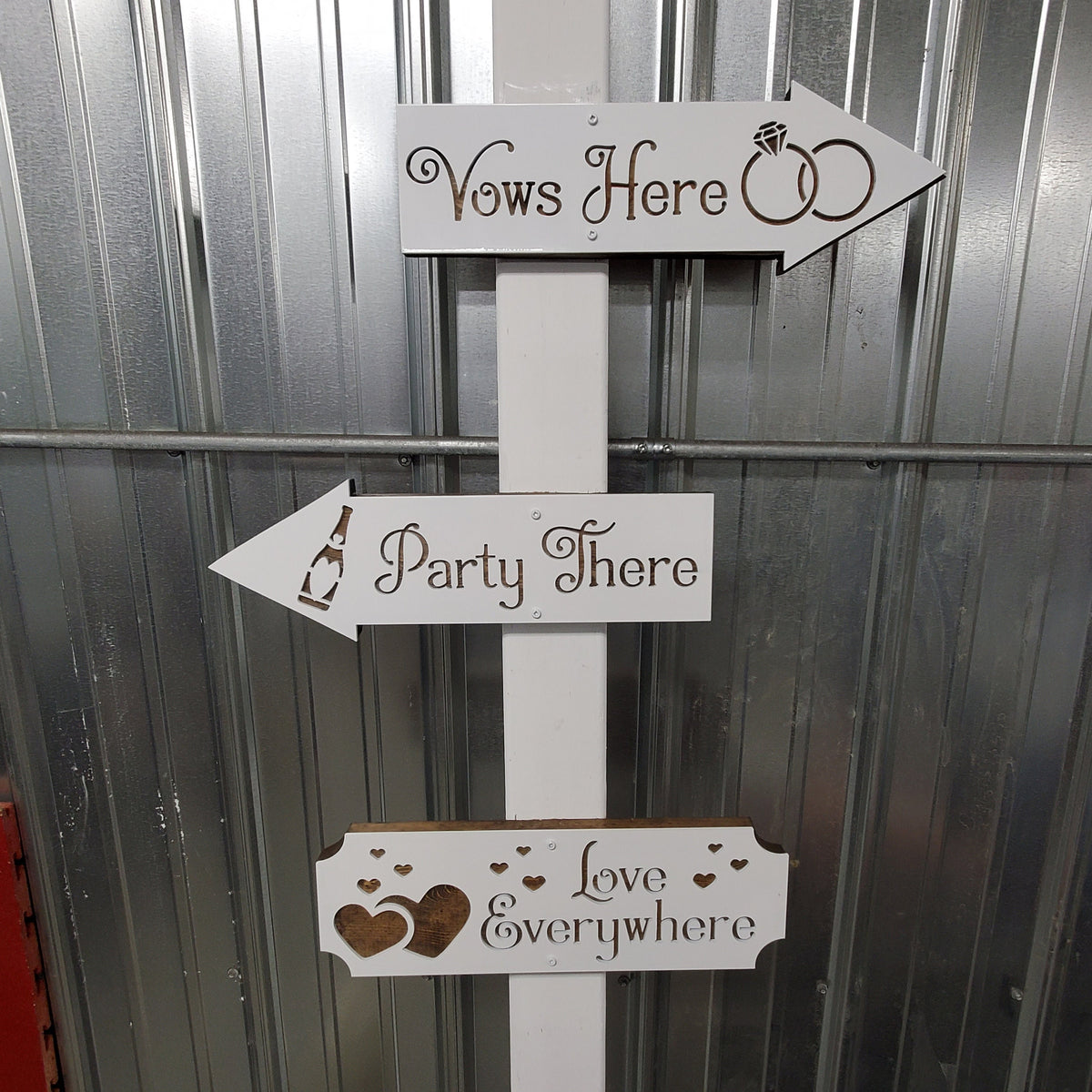 Wedding Direction Arrow Signs finished metal example