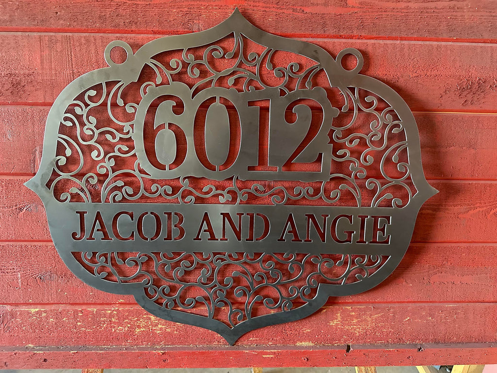 Filigree Frame Sign finished metal example
