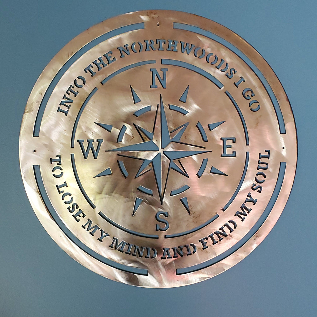 Compass Rose Round Sign finished metal example (photo 10)